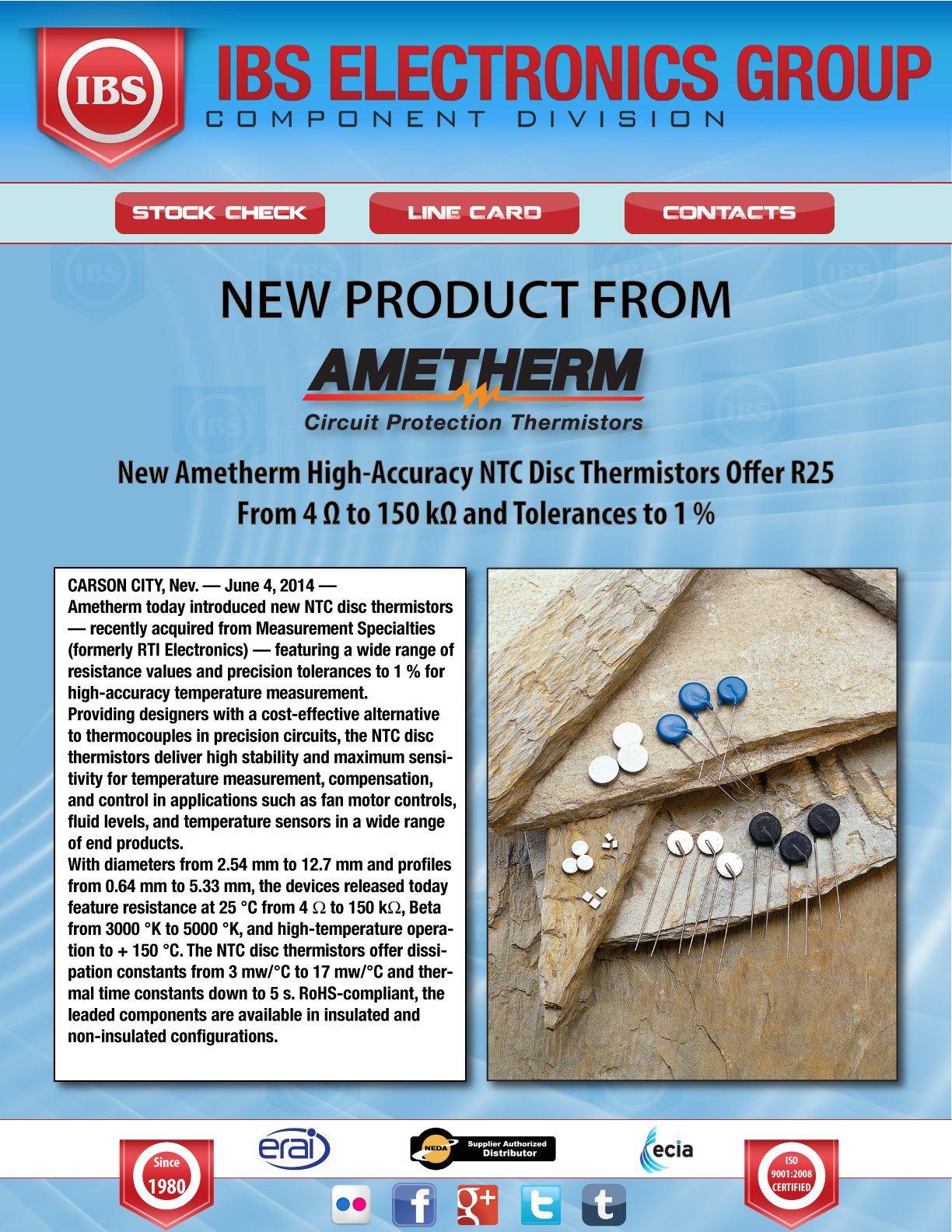 New Ametherm NTC disc thermistors.