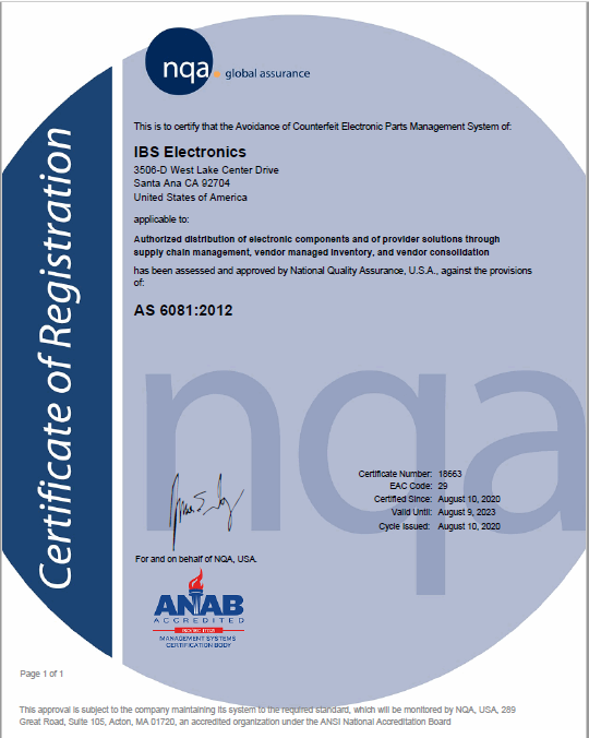 IBS AS6081:2012 certification.