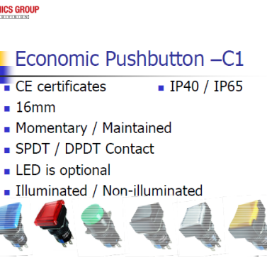 Deca SwitchLab C1 pushbutton switches and specifications.