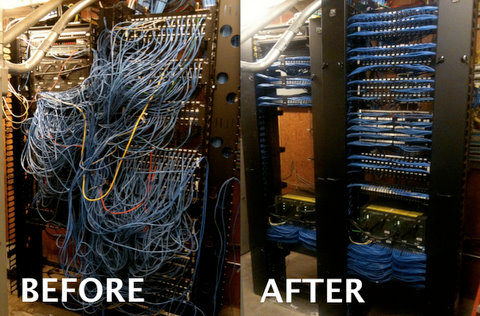 Before and after doing cable management.