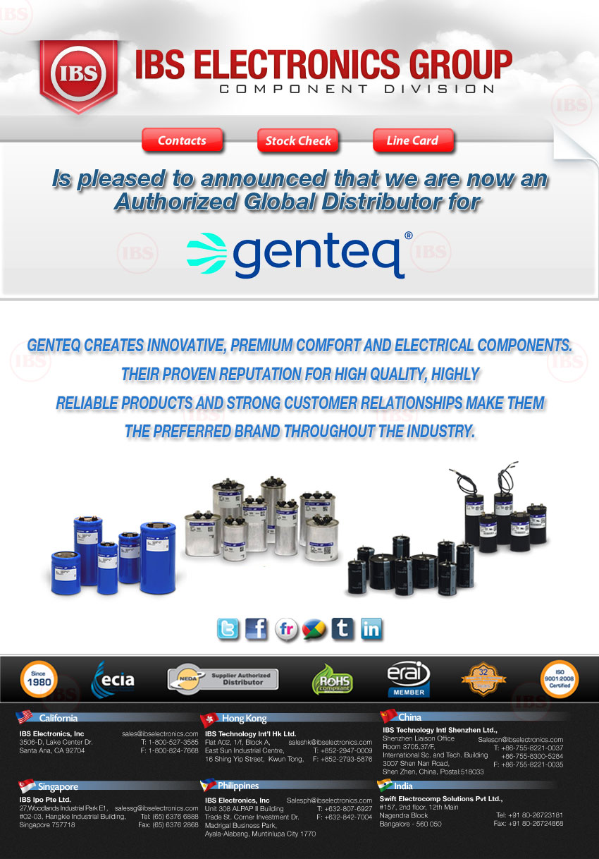 IBS is now an authorized global distributor for Genteq.