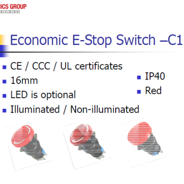 Deca SwitchLab C1 e-stop switches and specifications.